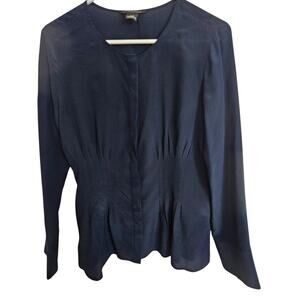 Club Monaco Womens Silk Blouse Sz M Quiet Luxury Classic Minimalist Career Corp